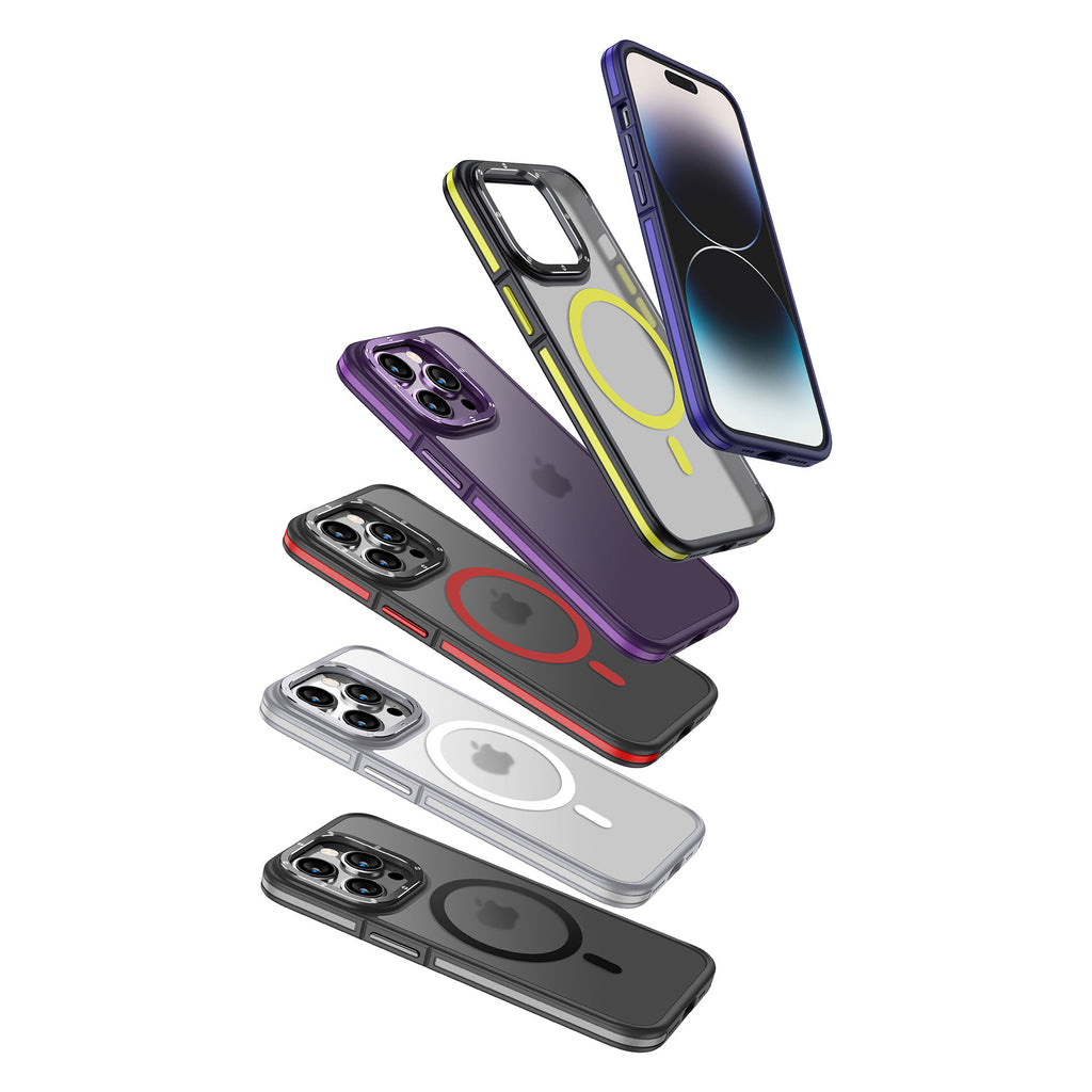 Apple iPhone 14 Pro Max Kılıf M-safe Şarj Özellikli Mat Görünümlü Wlons Vevo Kapak Derin Mor