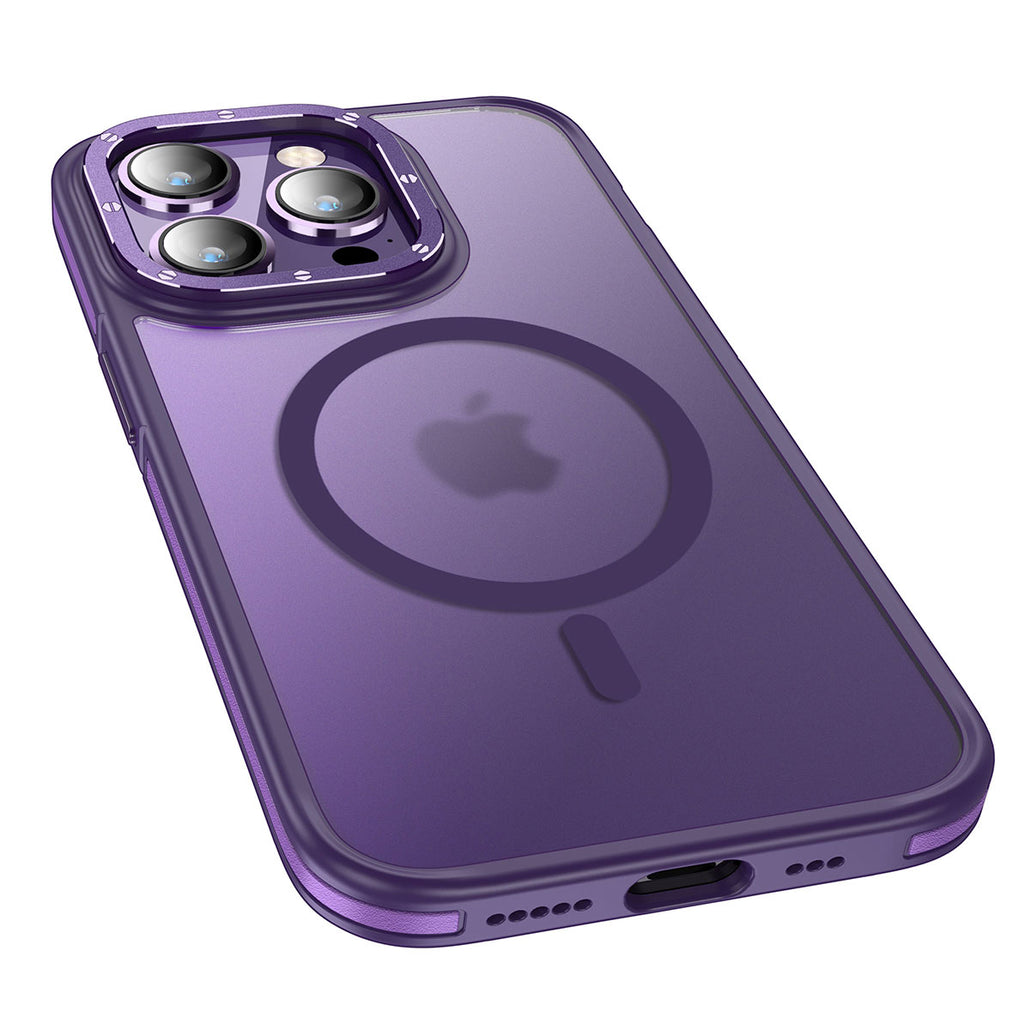 Apple iPhone 14 Pro Max Kılıf M-safe Şarj Özellikli Mat Görünümlü Wlons Vevo Kapak Derin Mor