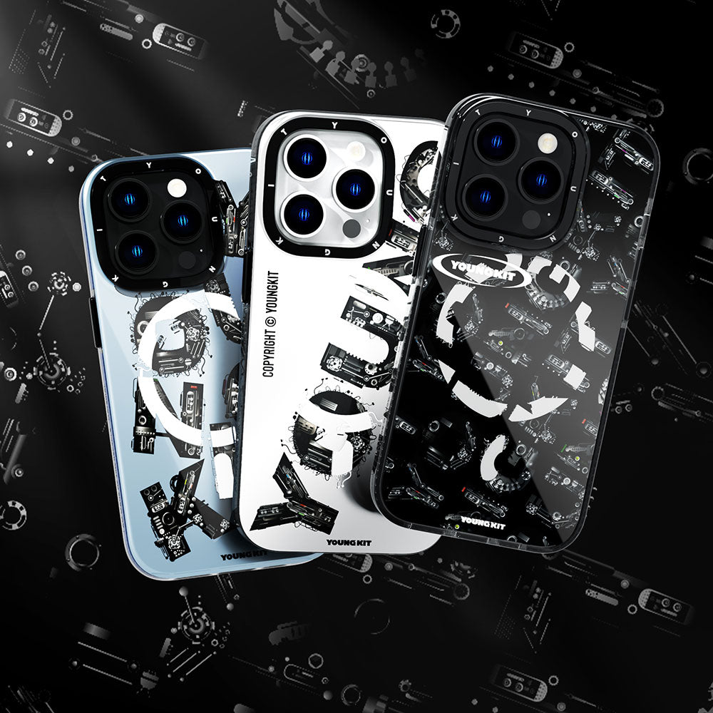 Apple iPhone 14 Pro Max Kılıf M-safe Şarj Özellikli Yazı Temalı YoungKit Mechanic Serisi Kapak Siyah