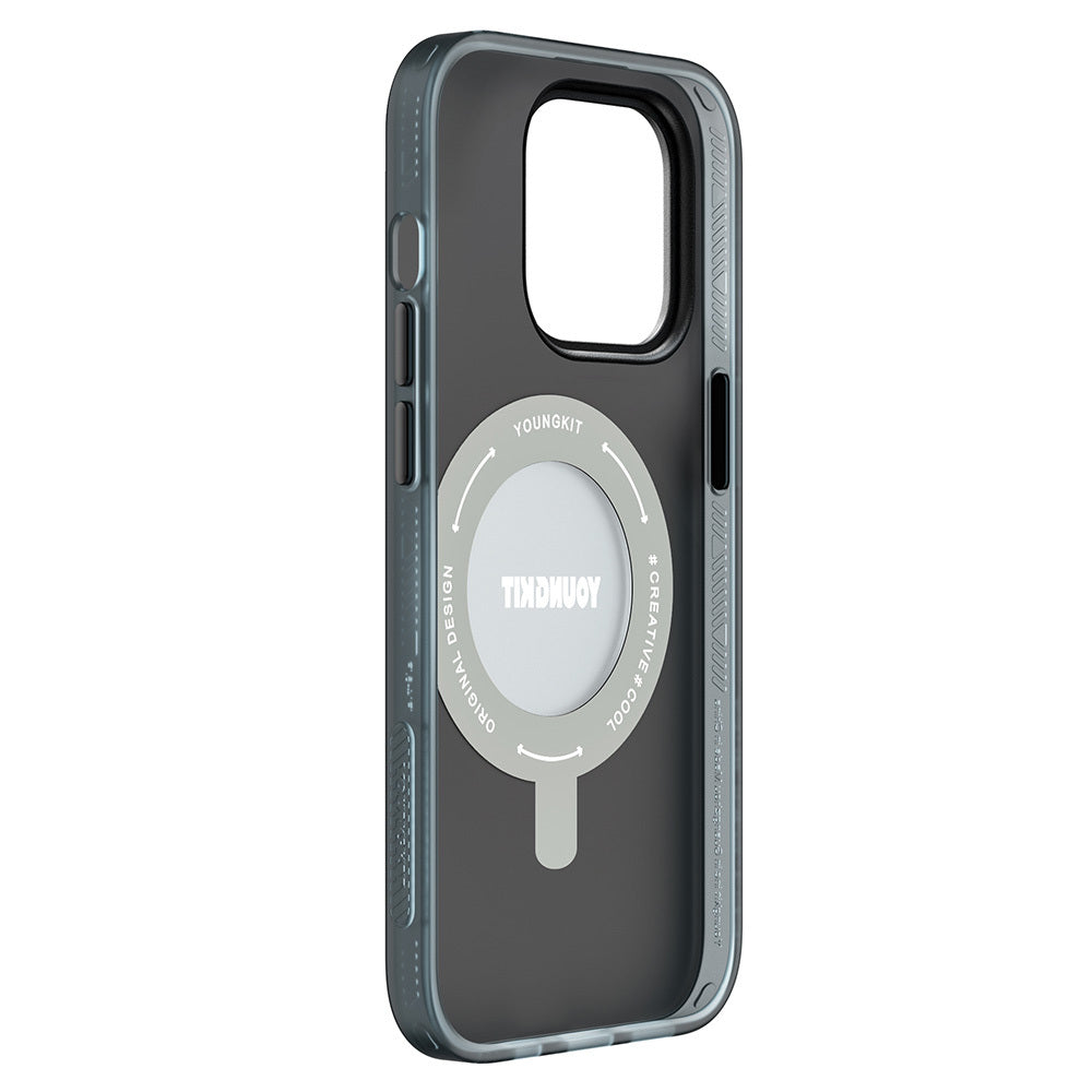 Apple iPhone 14 Pro Max Kılıf M-safe Şarj Özellikli Youngkit 360° Standlı Technology Serisi Kapak Mavi