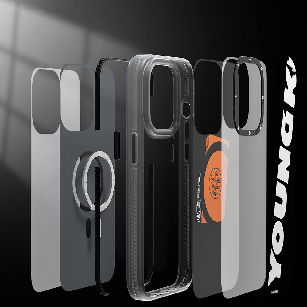 Apple iPhone 14 Pro Max Kılıf M-safe Şarj Özellikli Youngkit Binfen Serisi Yazı Temalı Kapak Siyah