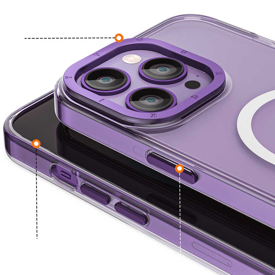 Apple iPhone 14 Pro Max Kılıf M-safe Şarj Özellikli Youngkit Coloured Glaze Serisi Kapak Beyaz