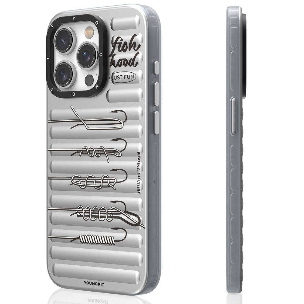 Apple iPhone 14 Pro Max Kılıf M-safe Şarj Özellikli Youngkit Fishing Serisi Kapak Gri