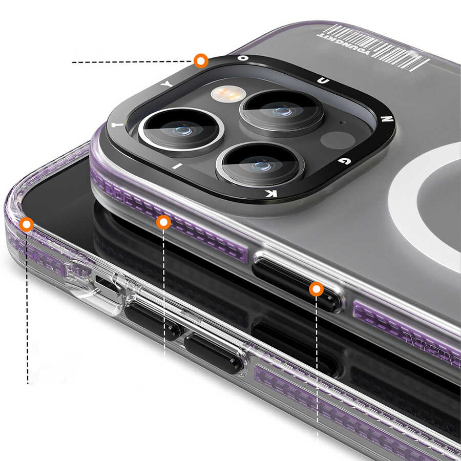 Apple iPhone 14 Pro Max Kılıf M-safe Şarj Özellikli Youngkit Jane Sand Serisi Kapak Pembe