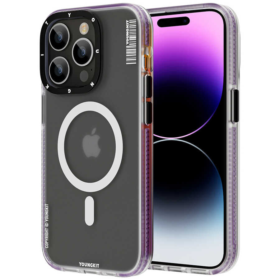 Apple iPhone 14 Pro Max Kılıf M-safe Şarj Özellikli Youngkit Jane Sand Serisi Kapak Pembe