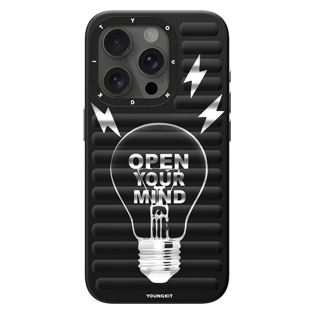 Apple iPhone 14 Pro Max Kılıf M-safe Şarj Özellikli Youngkit Open Mind Serisi Kapak Gümüş