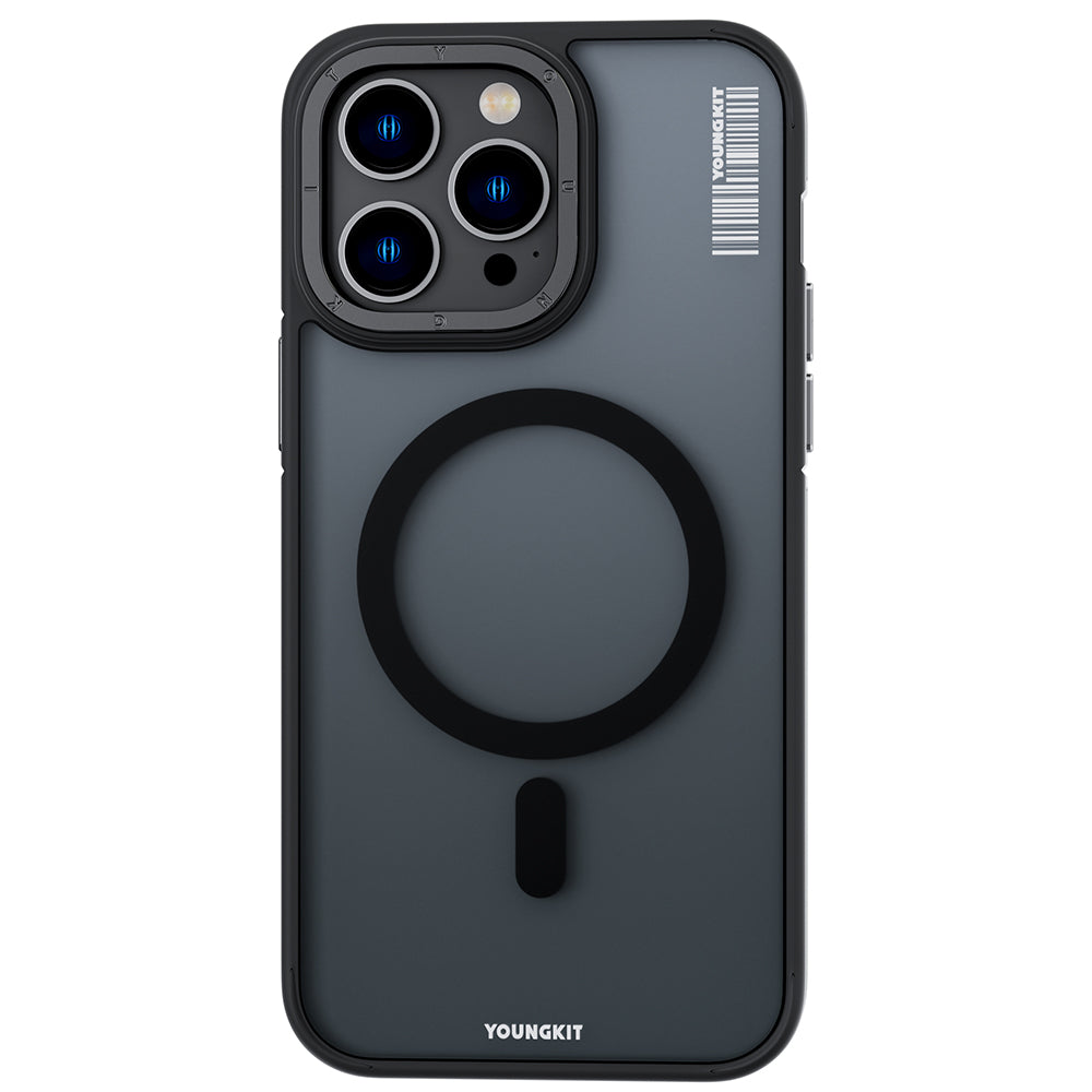 Apple iPhone 14 Pro Max Kılıf M-safe Şarj Özellikli Youngkit Rock Sand Serisi Kapak Gri