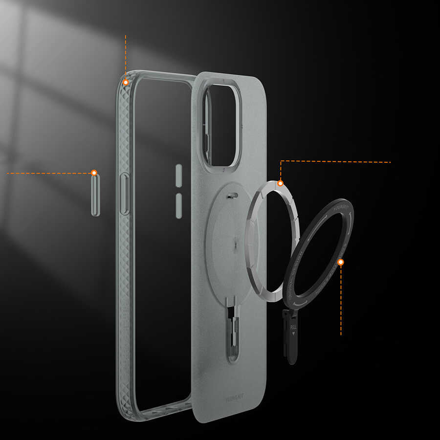 Apple iPhone 14 Pro Max Kılıf M-safe Şarj Özellikli Youngkit Rock Serisi Kapak Beyaz