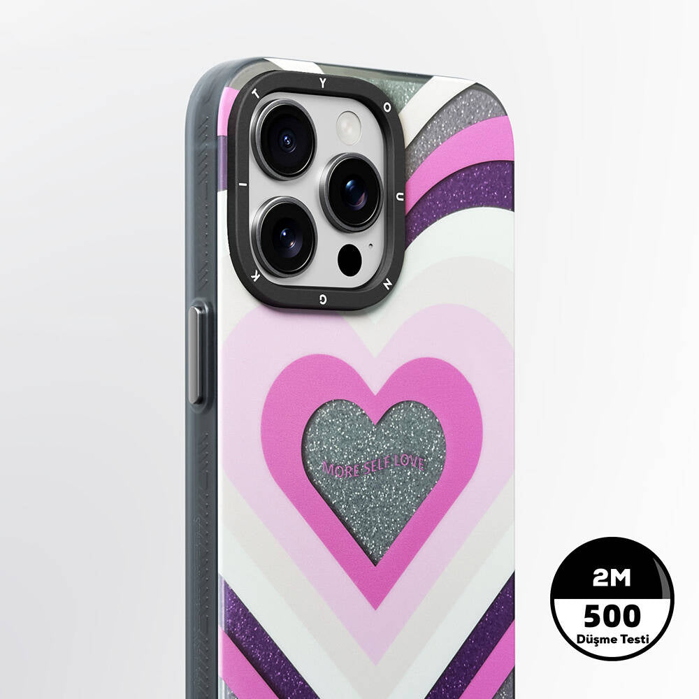 Apple iPhone 14 Pro Max Kılıf M-safe Şarj Özellikli Youngkit Star Dazzle Serisi Kapak Pembe