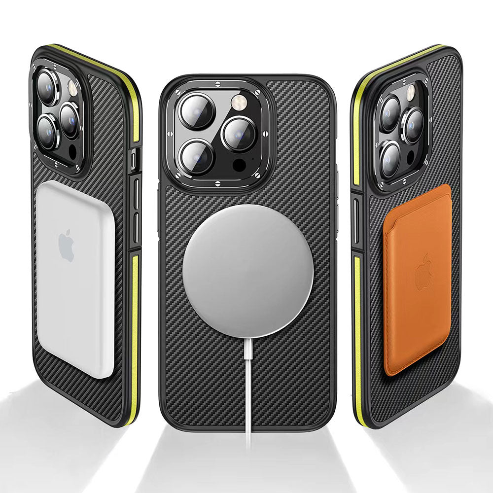 Apple iPhone 14 Pro Max Kılıf Mat Transparan Karbon Fiber Görünümlü Wlons Marin Kapak Derin Mor