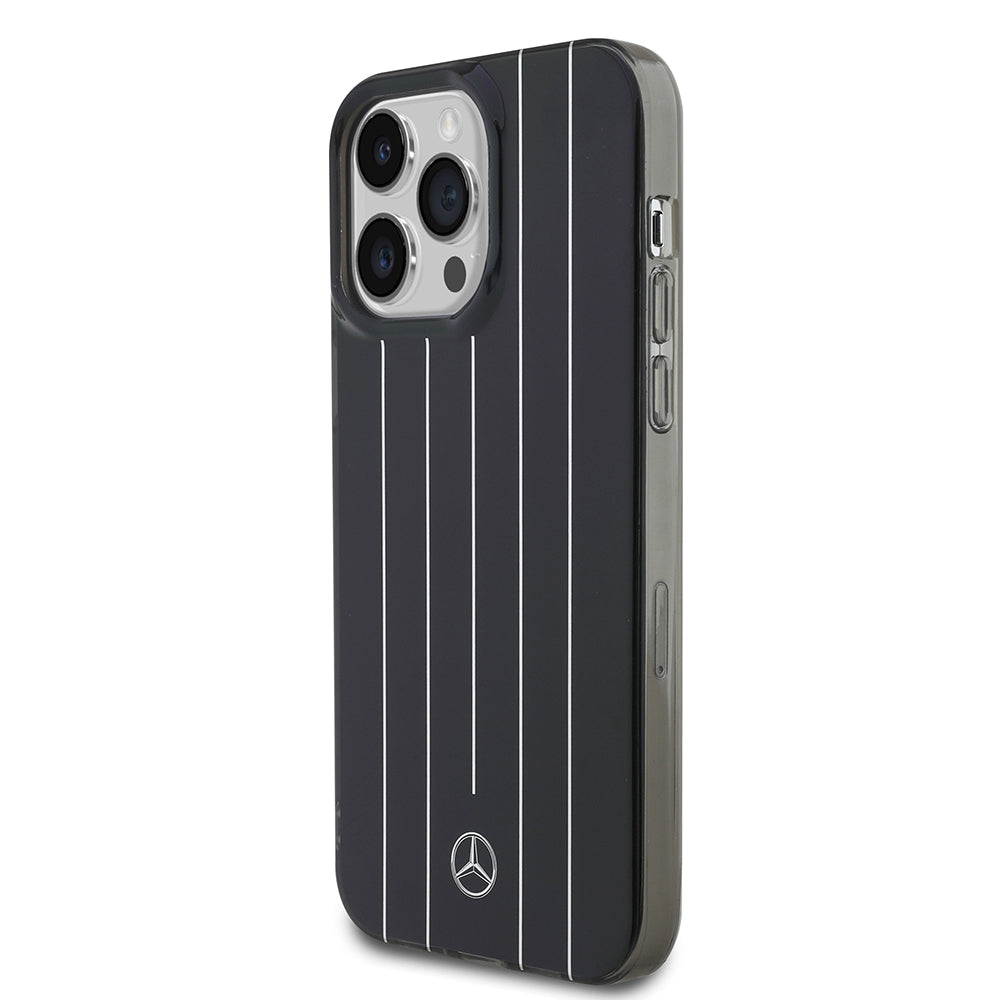 Apple iPhone 14 Pro Max Kılıf Mercedes Benz Orjinal Lisanslı New Urban 3 Sert PC Paralel Çizgi Desenli Kapak Siyah