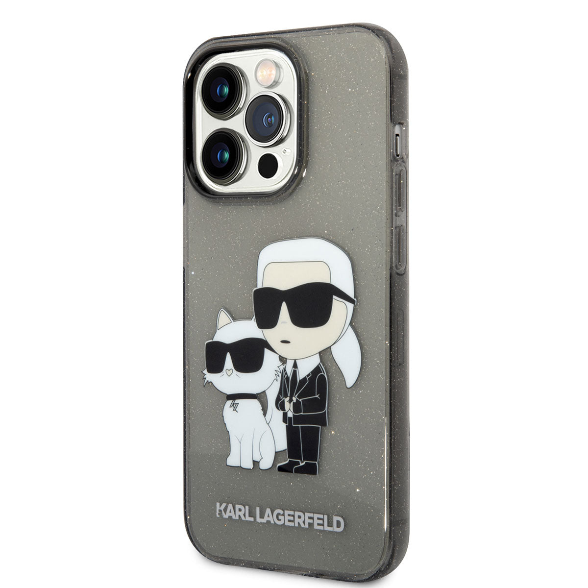 Apple iPhone 14 Pro Max Kılıf Karl Lagerfeld Transparan Simli K&C Dizayn Kapak Renksiz