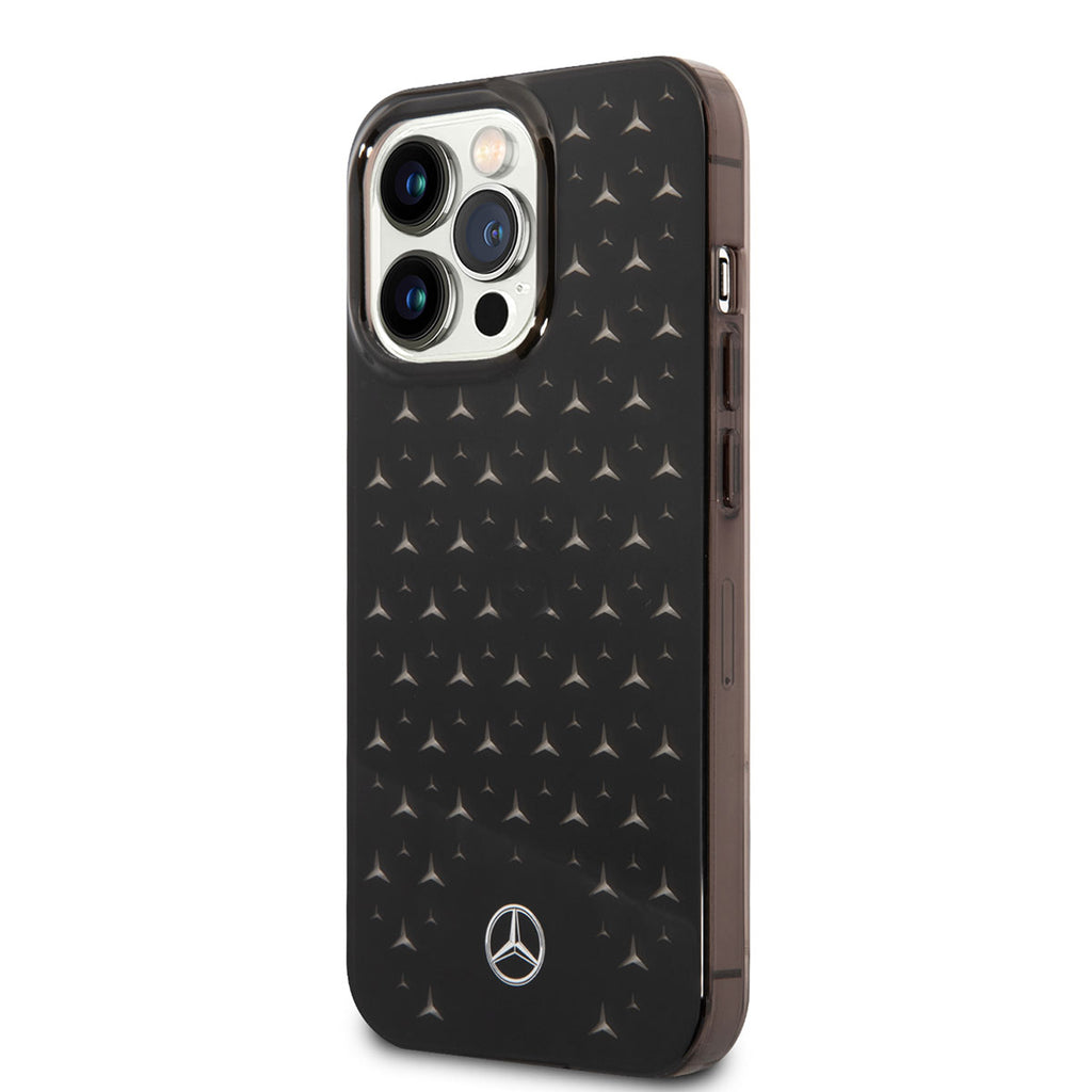 Apple iPhone 14 Pro Max Kılıf Mercedes Benz Transparan Yıldızlı Dizayn Kapak Siyah