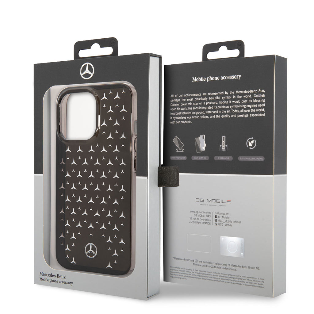 Apple iPhone 14 Pro Max Kılıf Mercedes Benz Transparan Yıldızlı Dizayn Kapak Mavi