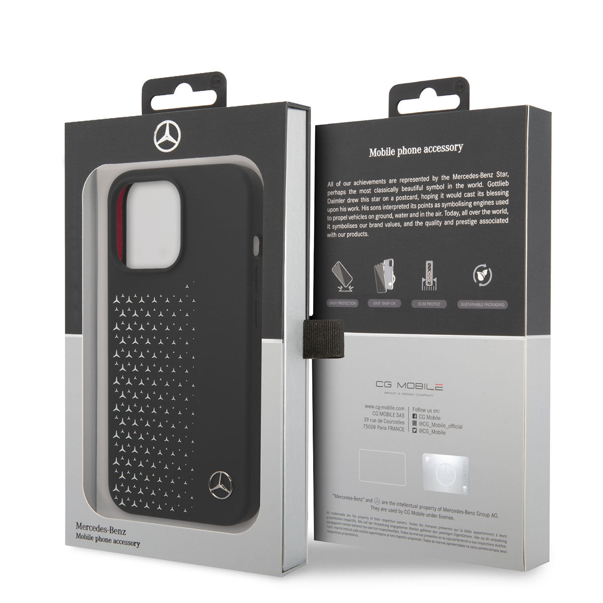 Apple iPhone 14 Pro Max Kılıf Mercedes Benz Yatay Gradient Yıldızlı Silikon Kapak Siyah