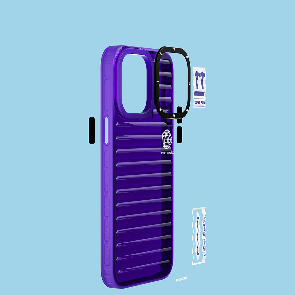 Apple iPhone 14 Pro Max Kılıf Şeffaf Renkli Tasarım YoungKit Fluorite Serisi Kapak Siyah