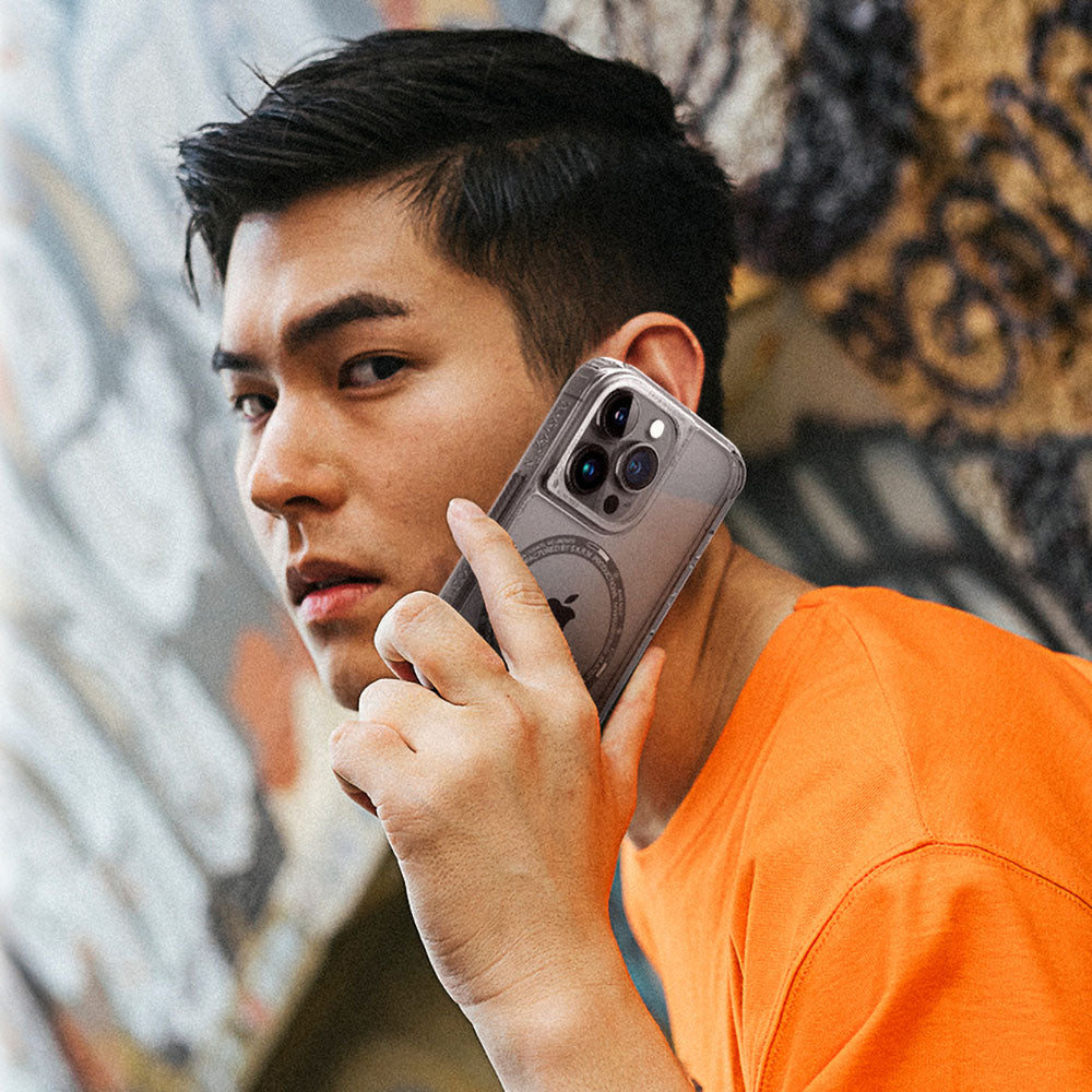 Apple iPhone 14 Pro Max Kılıf SkinArma Şeffaf Airbag Tasarımlı M-safe Şarj Özellikli Saido Kapak Mor