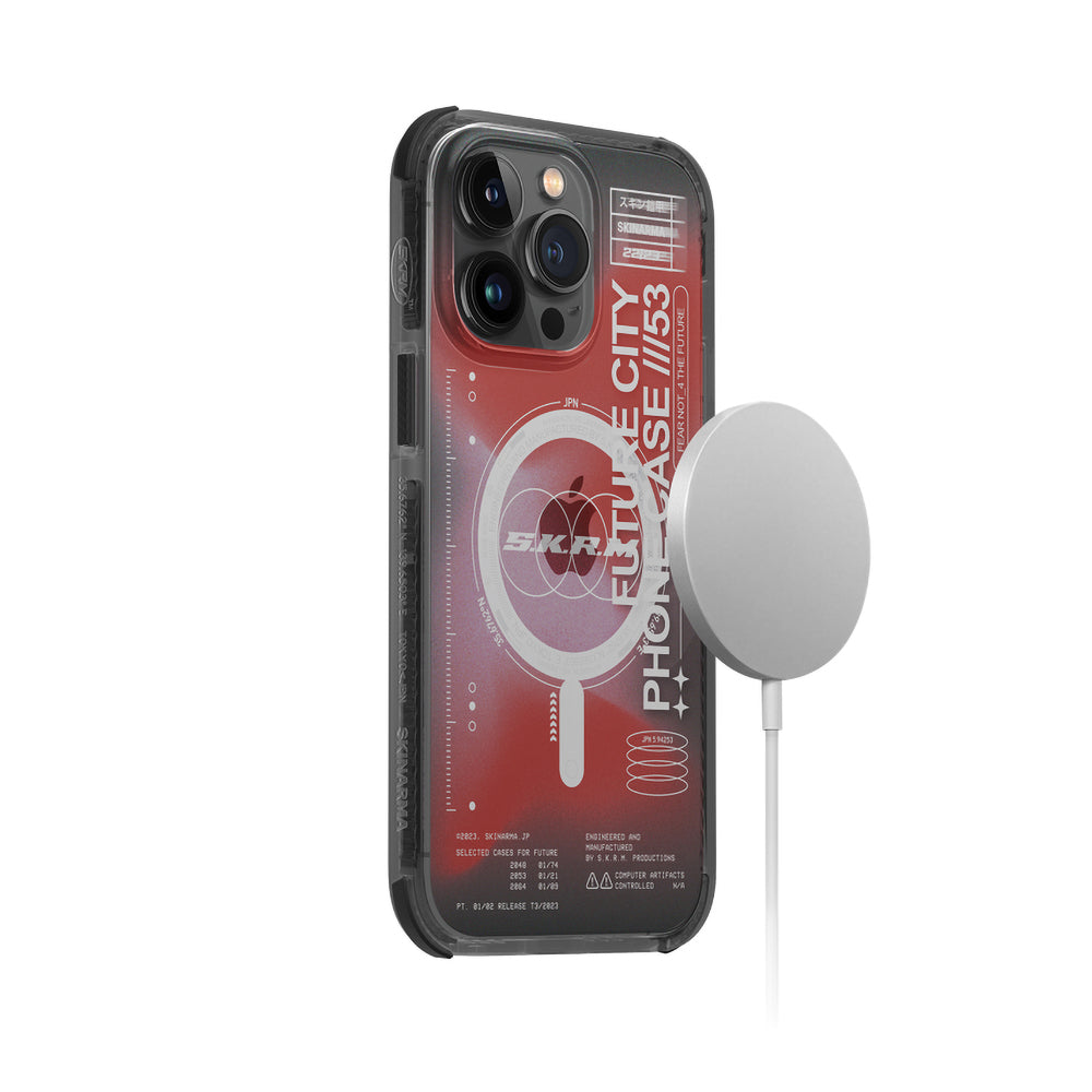 Apple iPhone 14 Pro Max Kılıf SkinArma Şeffaf Airbag Tasarımlı M-safe Şarj Özellikli Shorai Kapak Kırmızı