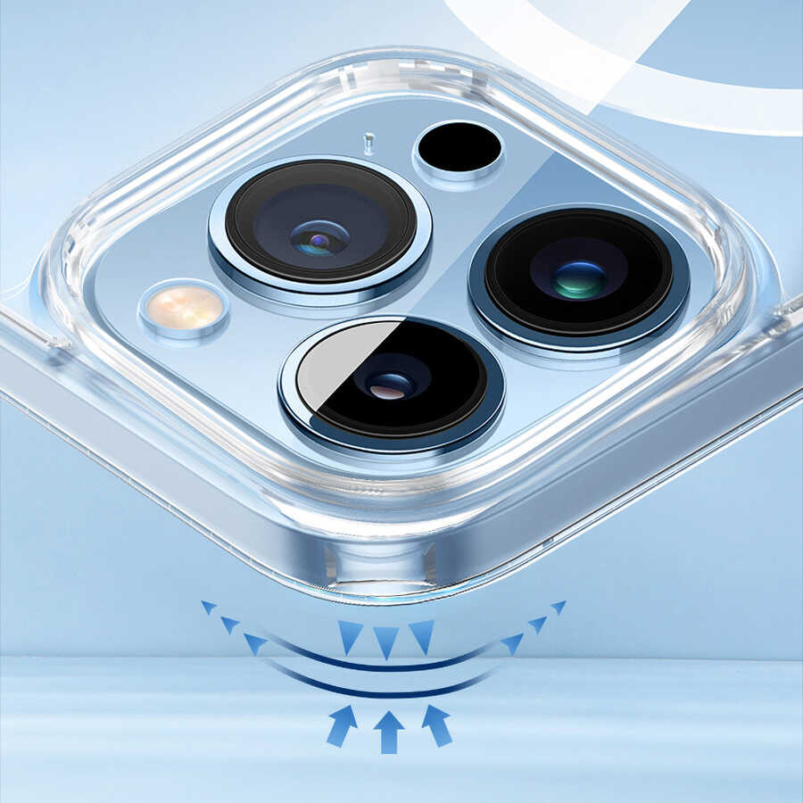 Apple iPhone 14 Pro Max Kılıf Standlı M-safe Wireless Şarj Özellikli Wiwu Aurora Serisi Kapak Renksiz