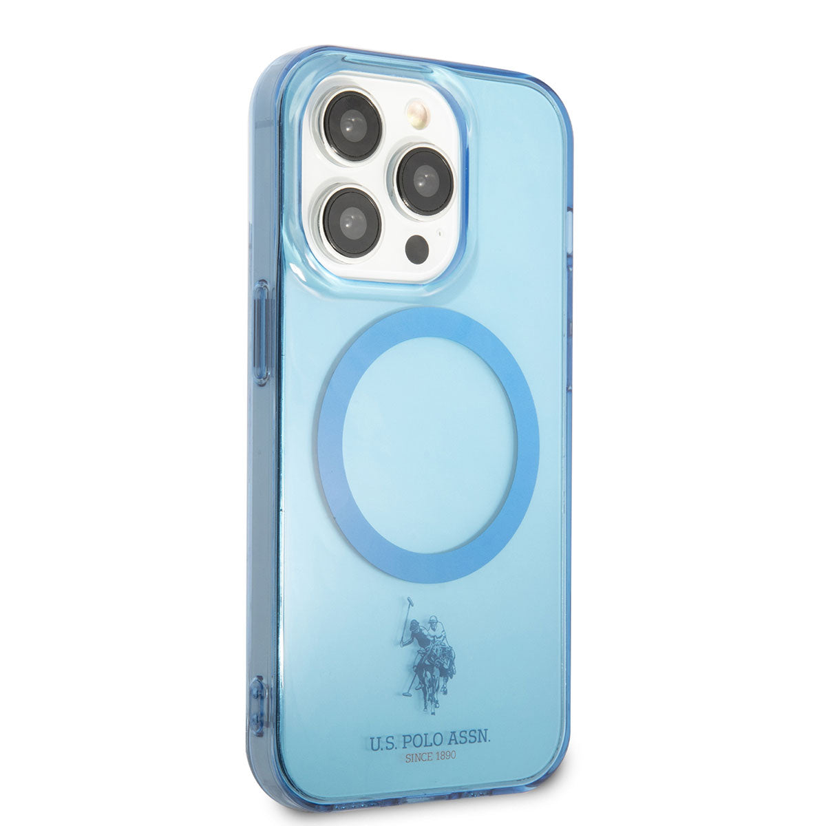 Apple iPhone 14 Pro Max Kılıf U.S. POLO ASSN. M-safe Şarj Özellikli Transparan Tasarım Kapak Mavi