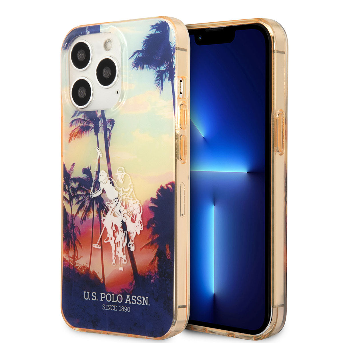 Apple iPhone 14 Pro Max Kılıf U.S. POLO ASSN. Renkli Ağaç Baskılı Dizayn Kapak Kırmızı