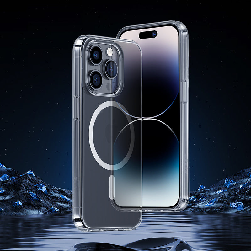 Apple iPhone 14 Pro Max Kılıf Wireless Şarj Destekli Benks Yeni Magnetik Crystal PC Kapak Renksiz