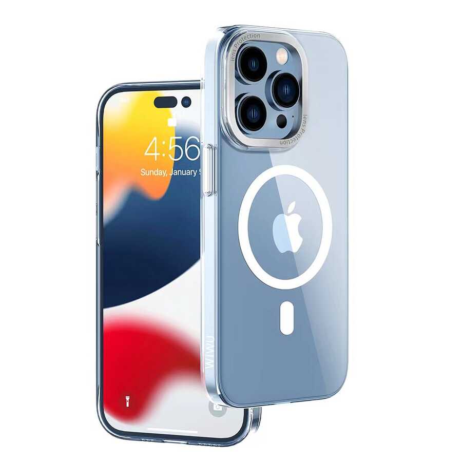 Apple iPhone 14 Pro Max Kılıf Wiwu MCC-102 Magnetic Crystal Sert PC Kapak Renksiz