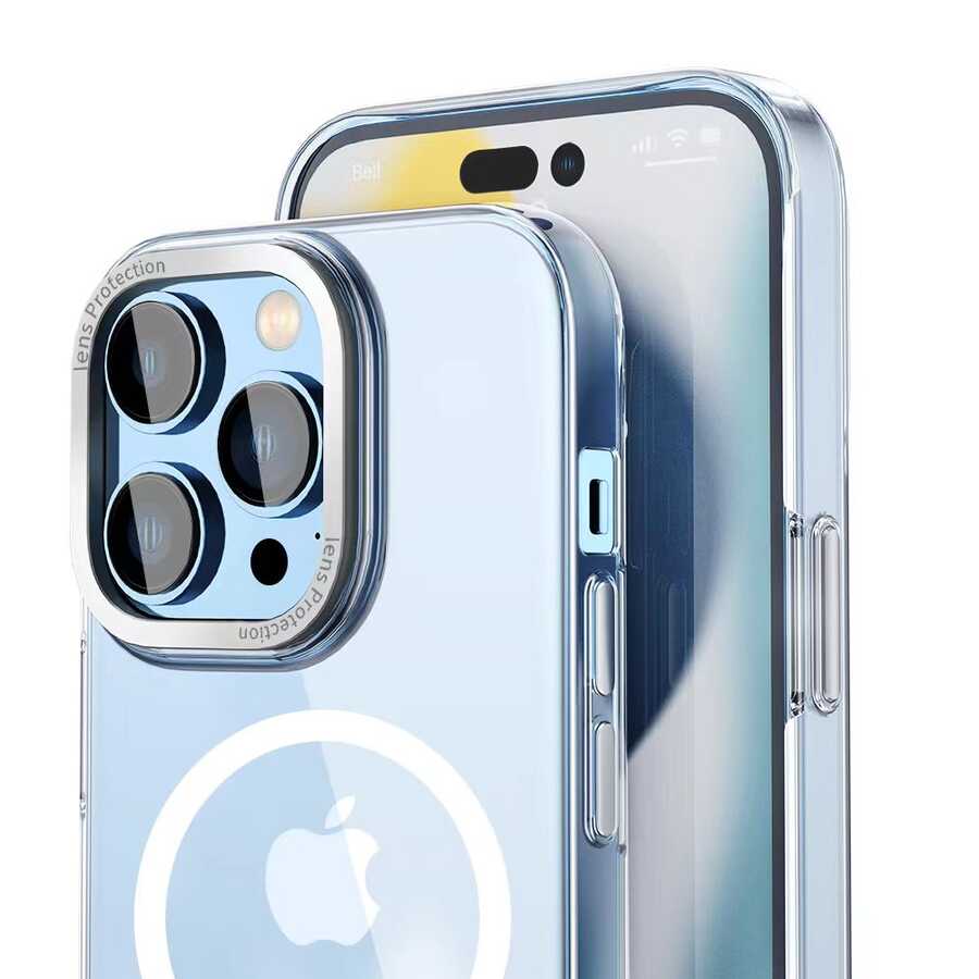 Apple iPhone 14 Pro Max Kılıf Wiwu MCC-102 Magnetic Crystal Sert PC Kapak Renksiz