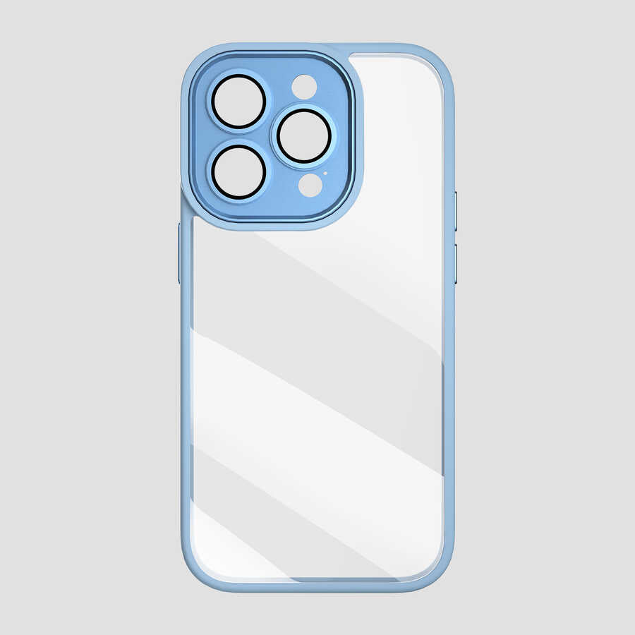 Apple iPhone 14 Pro Max Kılıf Wiwu VCC-104 Lens Korumalı Renkli Kenar Arkası Şeffaf Vivid Clear Kapak Beyaz