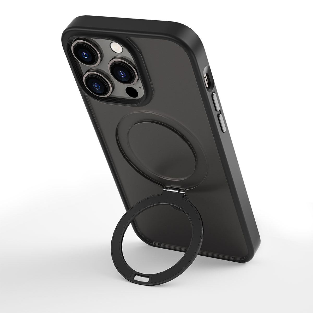 Apple iPhone 14 Pro Max Kılıf Wiwu ZMM-010 M-safe Şarj Özellikli Parmak İzi Bırakmayan Mat Transparan Standlı Kapak Derin Mor