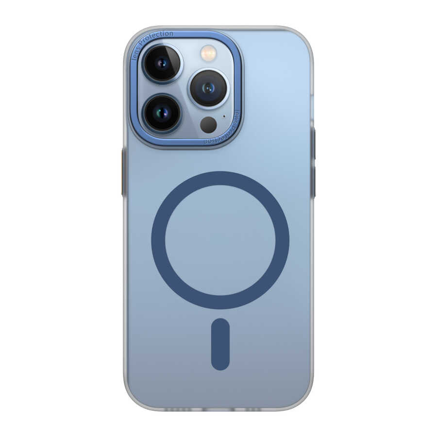 Apple iPhone 14 Pro Max Wiwu Frosted Magnetic Buzlu Sert PC Kapak Derin Mor