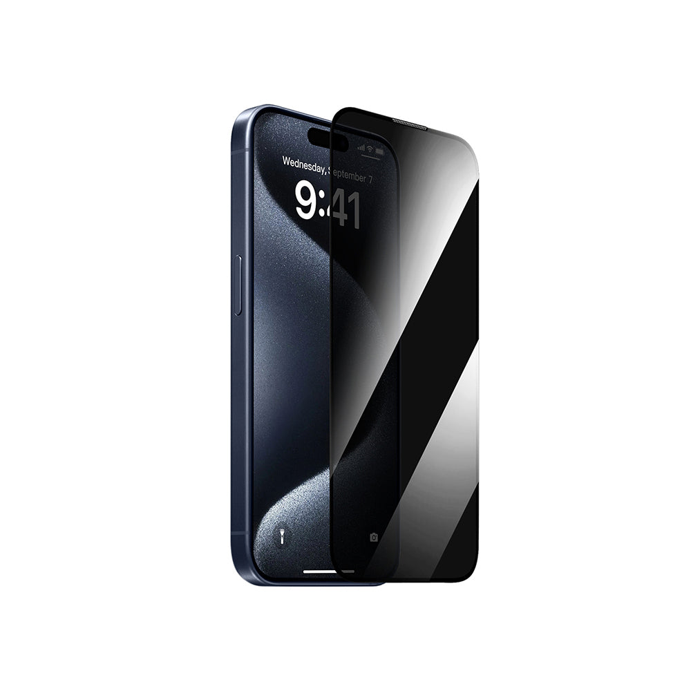 Apple iPhone 14 Pro Max Wiwu GT-011 Anti-Bakteriyel Özellikli Polimer Oleofobik Kaplama Temperli Privacy Cam Ekran Koruyucu Siyah