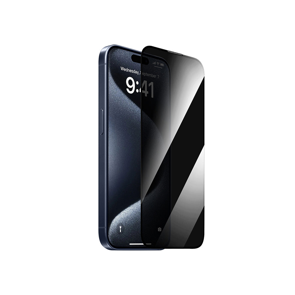 Apple iPhone 14 Pro Max Wiwu GT-011 Anti-Bakteriyel Özellikli Polimer Oleofobik Kaplama Temperli Privacy Cam Ekran Koruyucu Siyah