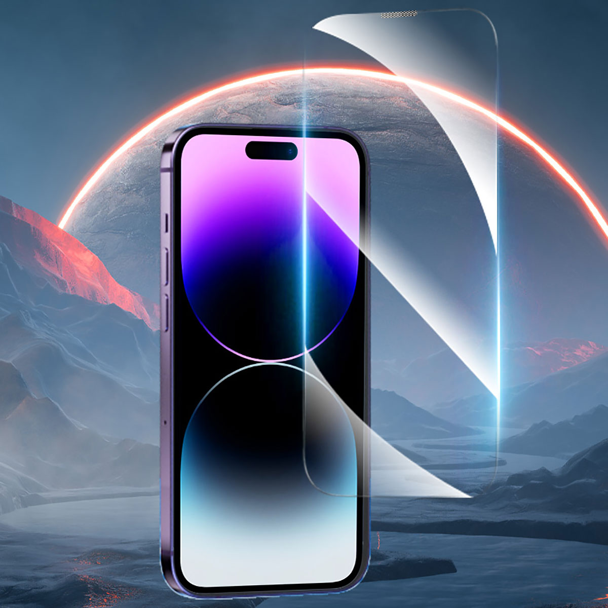 Apple iPhone 14 Pro Youngkit Antistatik Ve Antidust Kolay Uygulama Aparatlı Cam Ekran Koruyucu Renksiz