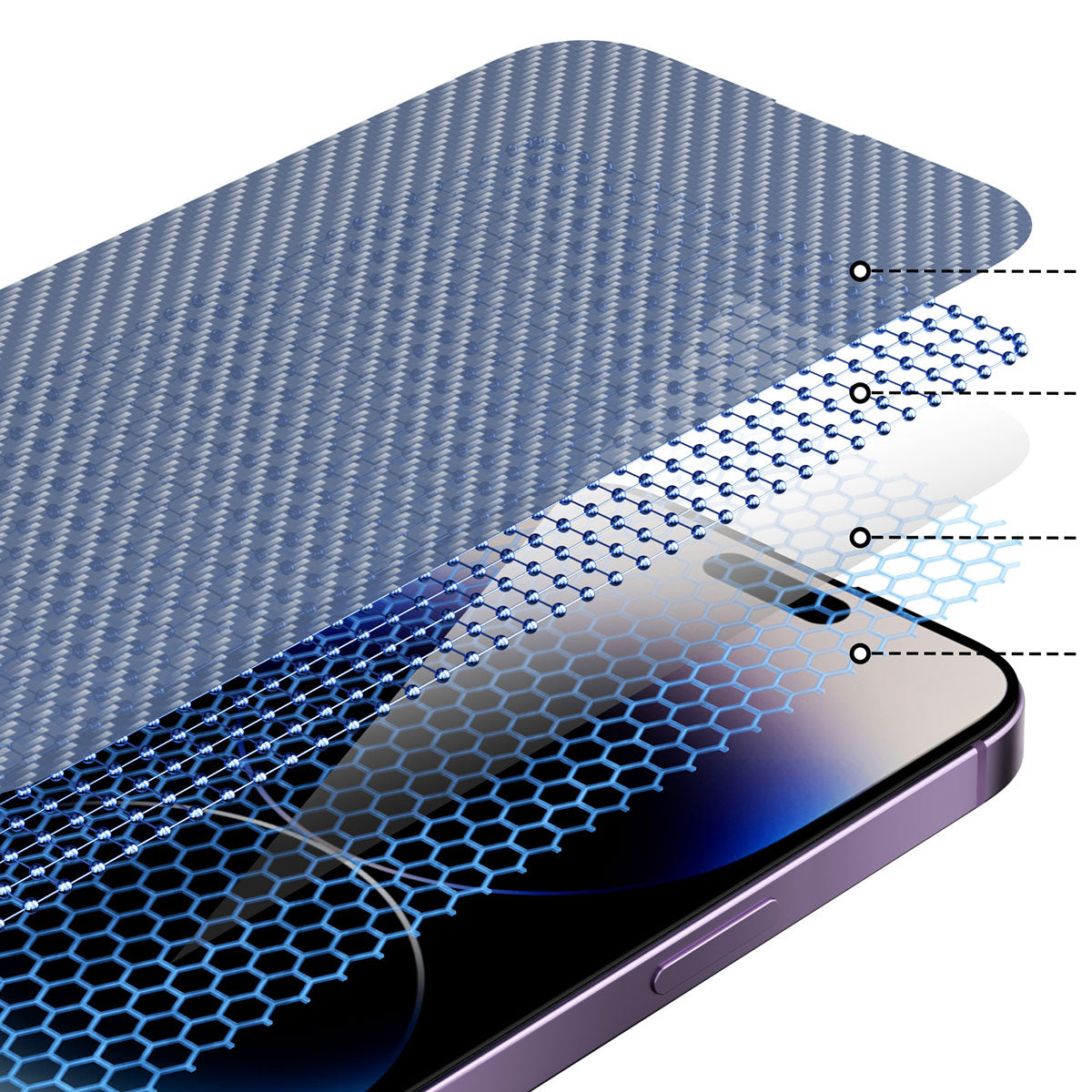 Apple iPhone 14 Pro Youngkit Antistatik Ve Antidust Kolay Uygulama Aparatlı Cam Ekran Koruyucu Renksiz