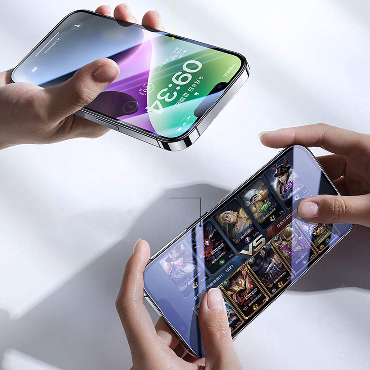 Apple iPhone 14 Wiwu CZ-003 Mavi Işık Teknolojili Hidrofobik ve Oleofobik Parlama Önleyici Cam Ekran Koruyucu Siyah