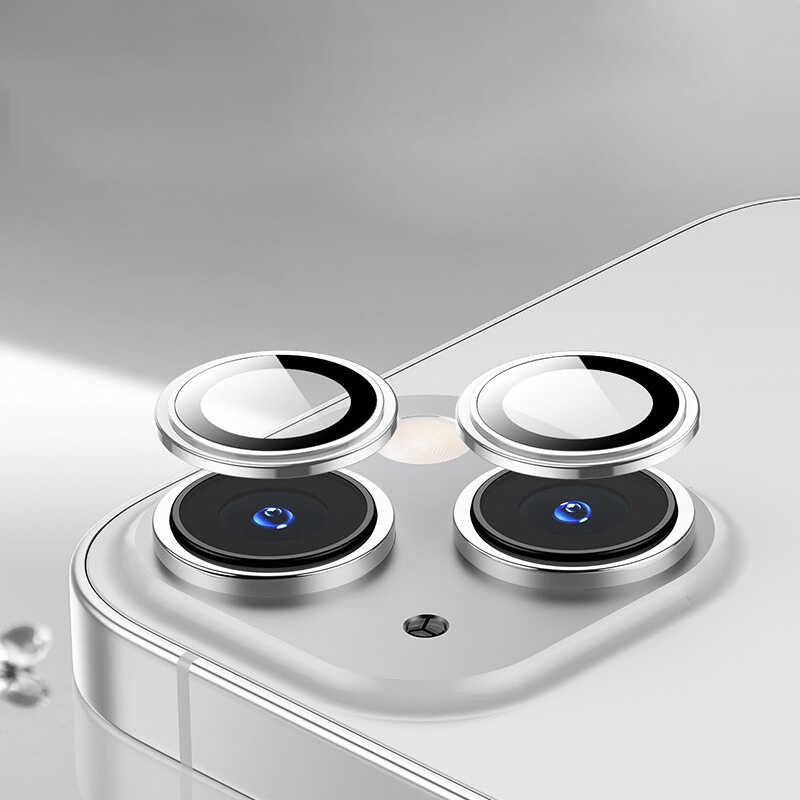 Apple iPhone 14 Wiwu Lens Guard Metal Kamera Lens Koruyucu Gümüş