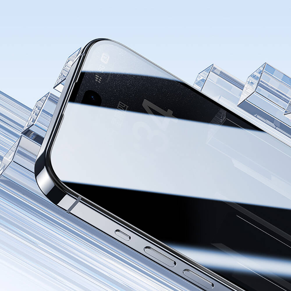 Apple iPhone 15 Benks Ultra Shield 0.4mm Privacy Ekran Koruyucu + Kolay Uygulama Aparatlı Siyah