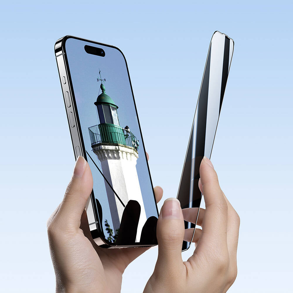 Apple iPhone 15 Benks Ultra Shield 0.4mm Privacy Ekran Koruyucu + Kolay Uygulama Aparatlı Siyah