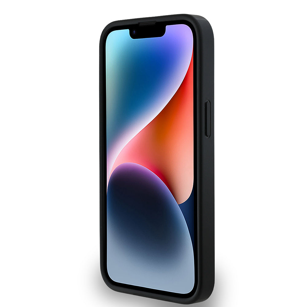 Apple iPhone 15 Kılıf DKNY Orjinal Lisanslı M-safe Şarj Özellikli 3D Yazılı Grid Pattern Kapak Gri