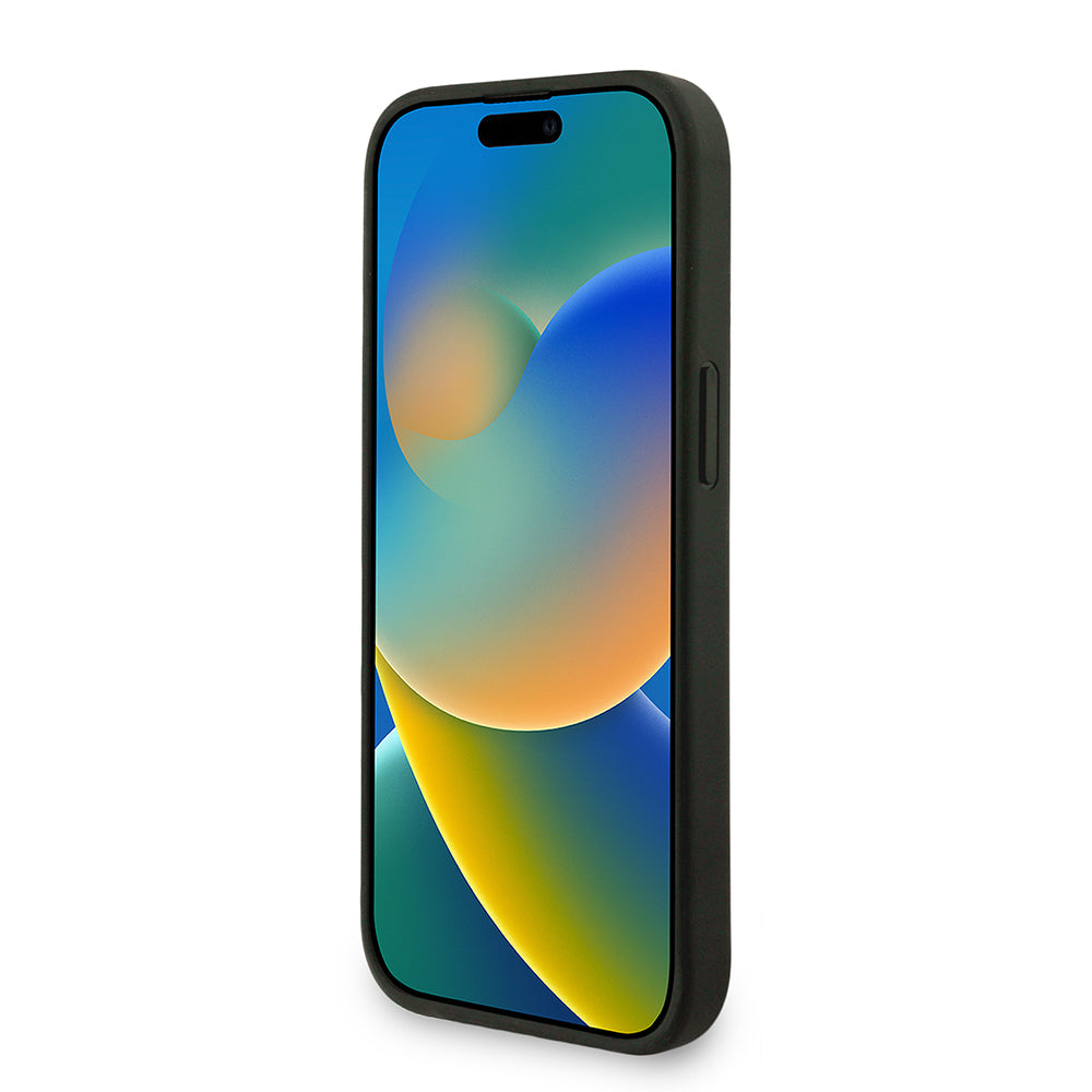 Apple iPhone 15 Kılıf Guess Orjinal Lisanslı M-safe Şarj Özellikli PU Deri Bilek Askı İpli Yazı Logolu Kapak Kahverengi