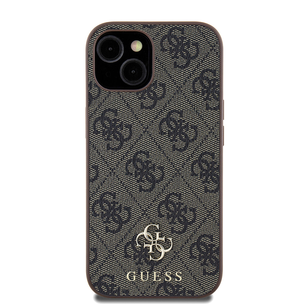 Apple iPhone 15 Kılıf Guess Orjinal Lisanslı M-safe Şarj Özellikli Small 4G Classic Kapak Siyah
