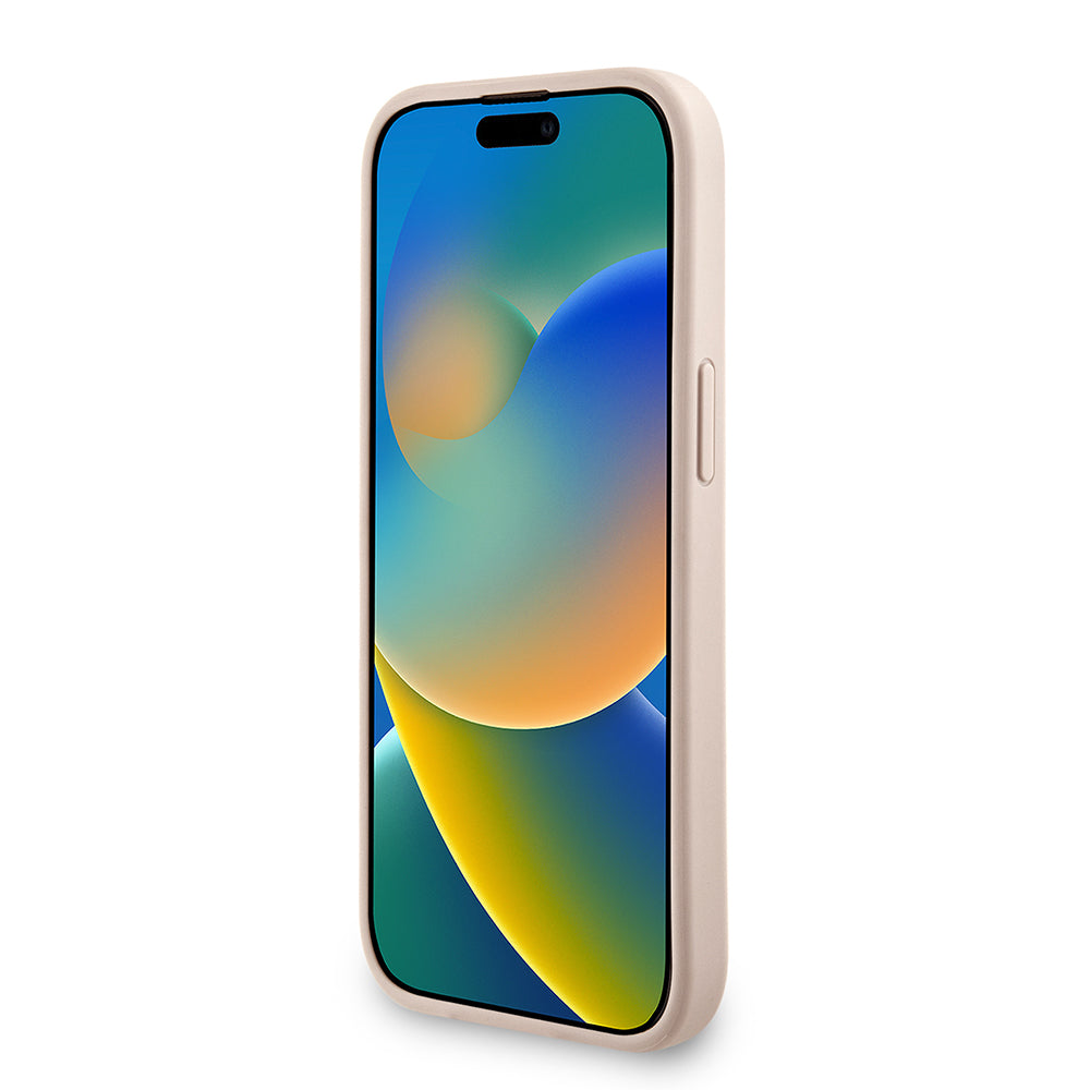 Apple iPhone 15 Kılıf Guess Orjinal Lisanslı PU Deri Bilek Askı İpli Metal Büyük 4G ve Yazı Logolu Kapak Siyah