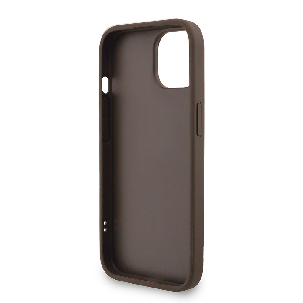 Apple iPhone 15 Kılıf Guess Orjinal Lisanslı PU Deri Bilek Askı İpli Metal Büyük 4G ve Yazı Logolu Kapak Pembe