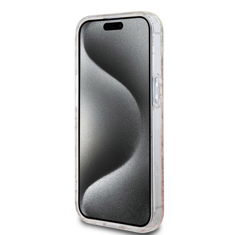 Apple iPhone 15 Kılıf Hello Kitty Orjinal Lisanslı Renk Geçişli Elektroplating Kaplama Kitty Head Desenli Kapak Pembe