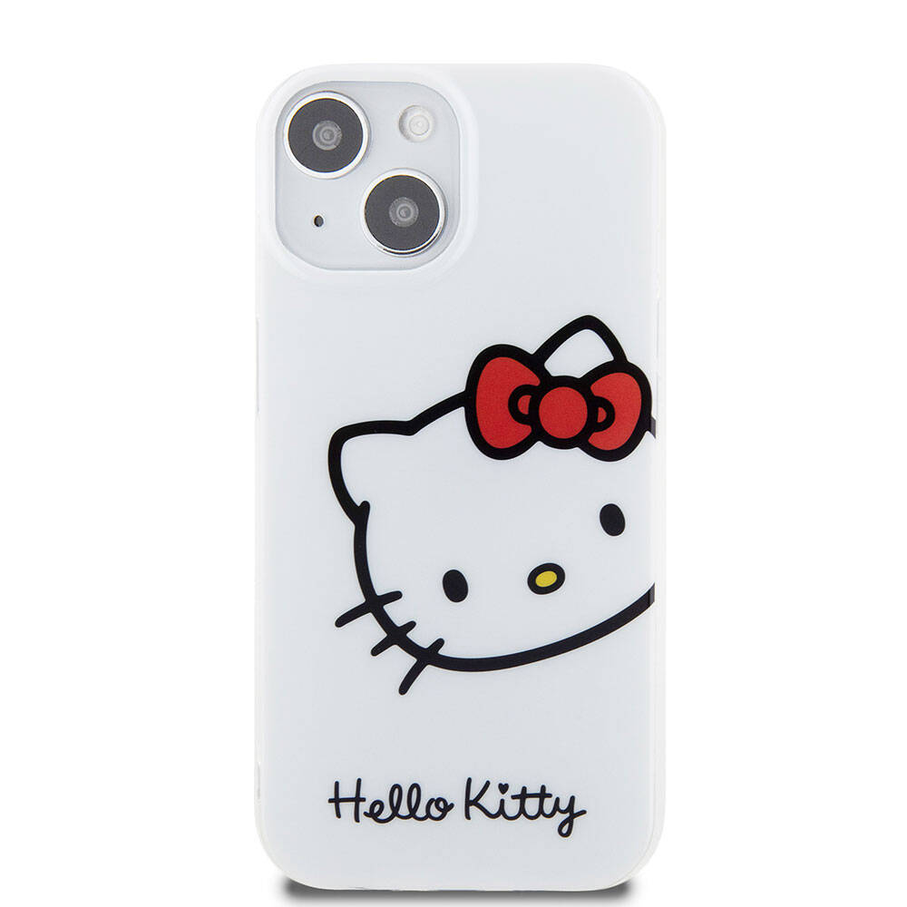 Apple iPhone 15 Kılıf Hello Kitty Orjinal Lisanslı Yazı ve İkonik Logolu Kitty Head Kapak Pembe