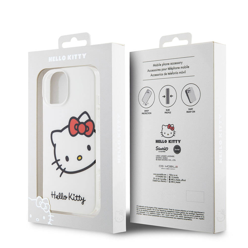 Apple iPhone 15 Kılıf Hello Kitty Orjinal Lisanslı Yazı ve İkonik Logolu Kitty Head Kapak Pembe