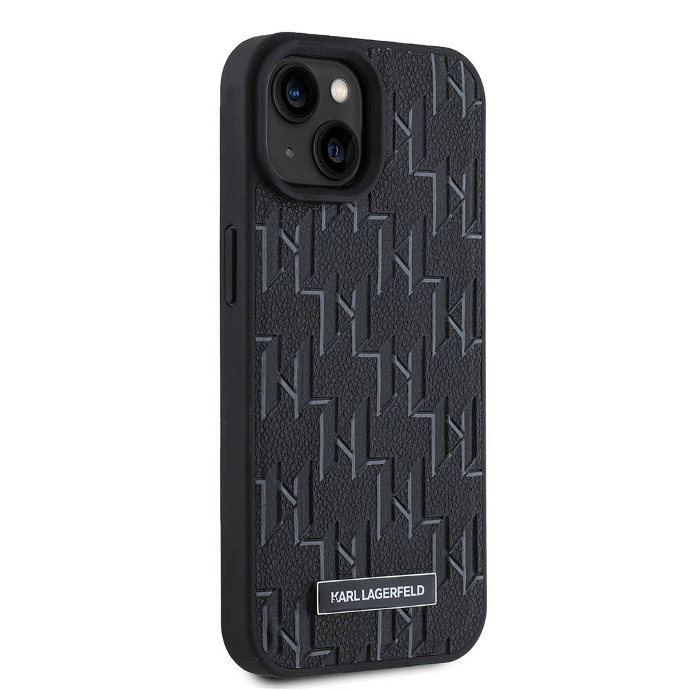 Apple iPhone 15 Kılıf Karl Lagerfeld Orjinal Lisanslı M-safe Şarj Özellikli KL Yazılı Hot Stamp Kapak Krem