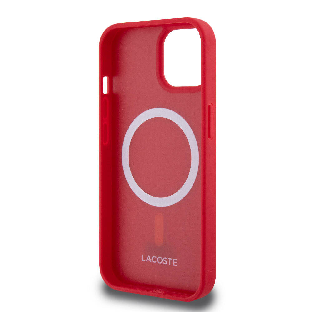 Apple iPhone 15 Kılıf Lacoste Orjinal Lisanslı PU Pike Desenli Arka Yüzey İkonik Timsah Dokuma Logolu Kapak Yeşil