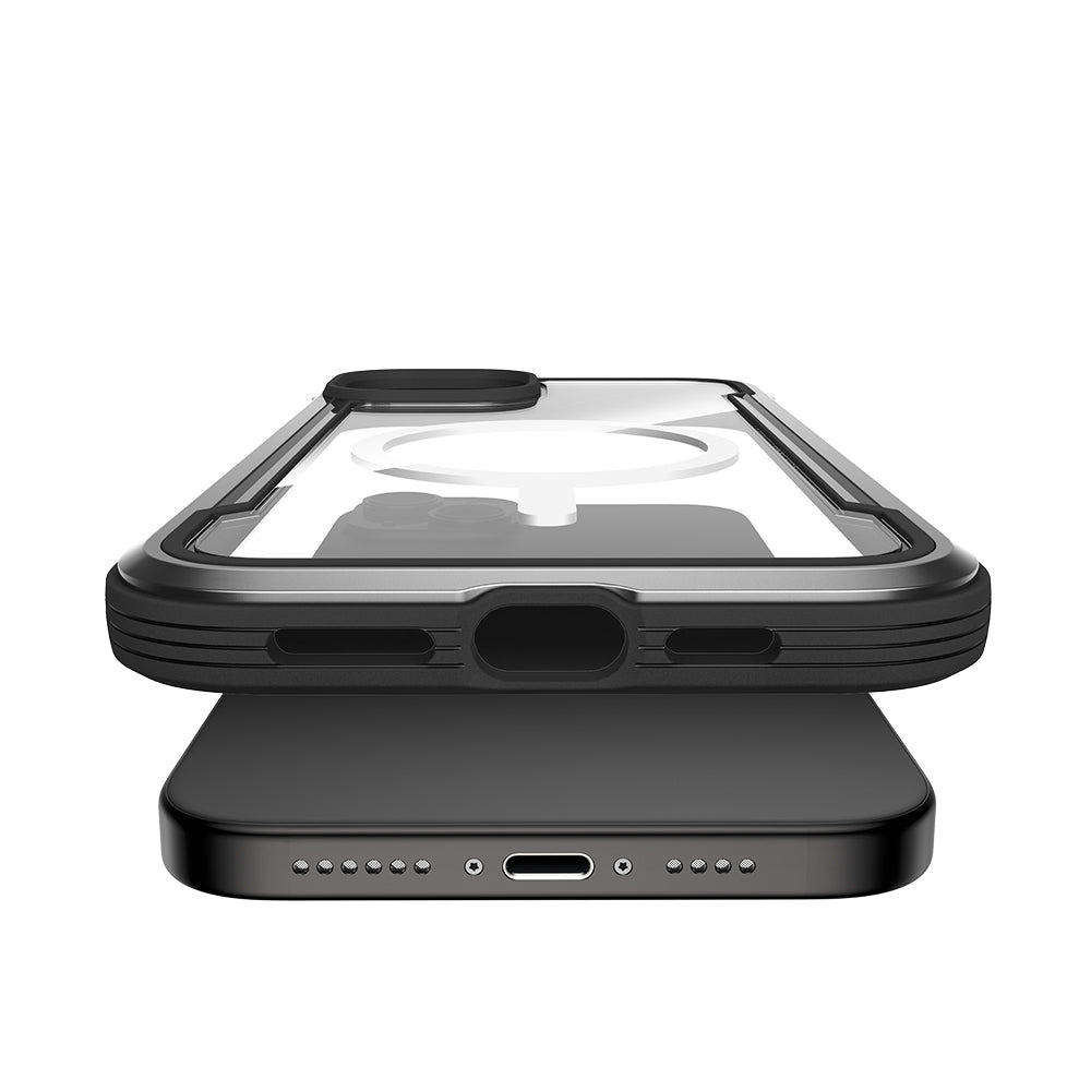 Apple iPhone 15 Kılıf M-safe Şarj Özellikli Airbagli Raptic Shield Serisi Şeffaf Arka Yüzey Kapak Siyah